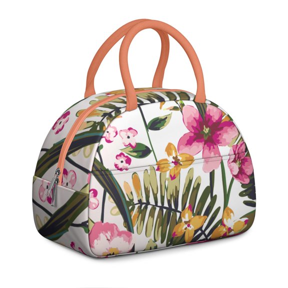 Botanical Dream Lunch Bag – Summer Beach Floral and Leaf Print, Lightweight and Functional for Daily Commute