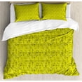 thumbnail image 1 of Botanical Duvet Cover Set, Continuous Pattern with Healthy Plants, Decorative 3 Piece Bedding Set with 2 Pillow Shams, King Size, Yellow Green Grey, by Ambesonne, 1 of 3