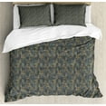 thumbnail image 1 of Botanical Duvet Cover Set, Floral Forest Theme Along Silhouettes of Various Field Flowers and Herbs Pattern, Decorative 3 Piece Bedding Set with 2 Pillow Shams, Calking Size, Multicolor, by Ambesonne, 1 of 3