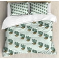 thumbnail image 1 of Botanical Duvet Cover Set, Hand Drawn Sketch of Repetitive Cactus Plants in Pots Pastel Design, Decorative 3 Piece Bedding Set with 2 Pillow Shams, Calking Size, Camel and Laurel Green, by Ambesonne, 1 of 3