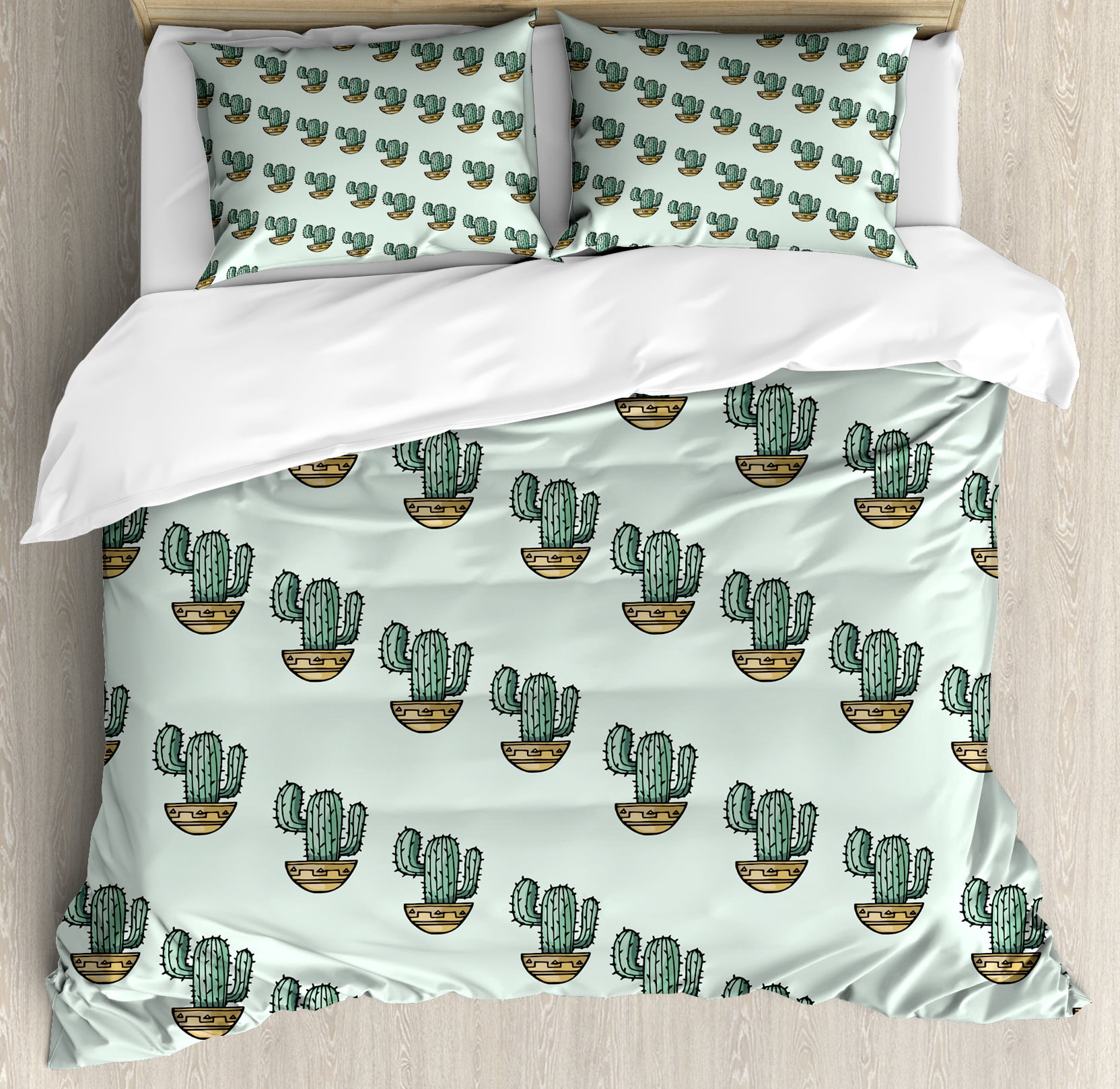 Llama Cactus Pattern Print Duvet Cover Bedding Set