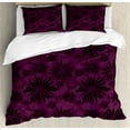 thumbnail image 1 of Botanical Duvet Cover Set, Natural Theme Darkish Floral Patterns Abstract Flower Motifs, Decorative 3 Piece Bedding Set with 2 Pillow Shams, King Size, Dark Maroon Plum, by Ambesonne, 1 of 3