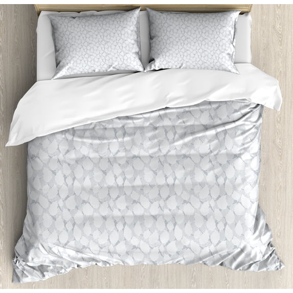 Botanical Duvet Cover Set, Pattern of Simple Nature Creative Leaf Designs in Neutral Tones Garden Art, Decorative 3 Piece Bedding Set with 2 Pillow Shams, Queen Size, Purpleblue, by Ambesonne