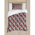 thumbnail image 1 of Botanical Duvet Cover Set, Print of Meadow Beauty Along Poppy Cornflower Lily Blooming Branches Blossom, Decorative 2 Piece Bedding Set with 1 Pillow Shams, Twin Size, Red and Purple, by Ambesonne, 1 of 2