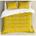 thumbnail image 1 of Botanical Duvet Cover Set Queen Size, Sketch Style Romantic Spring Bouquet Warm Colored Garden Illustration, Decorative 3 Piece Bedding Set with 2 Pillow Shams, Pale Green Yellow, by Ambesonne, 1 of 3