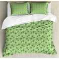 thumbnail image 1 of Botanical Duvet Cover Set, Repeating Pattern in Pastel Tones Taraxacum Dandelion Garden Art, Decorative 3 Piece Bedding Set with 2 Pillow Shams, Calking Size, Green and Dark Grey, by Ambesonne, 1 of 3