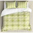 thumbnail image 1 of Botanical Duvet Cover Set, Repeating Pattern with Silhouettes of Olive on Leafy Branches, Decorative 3 Piece Bedding Set with 2 Pillow Shams, Calking Size, Avocado Green Ivory, by Ambesonne, 1 of 3