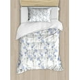 thumbnail image 1 of Botanical Duvet Cover Set, Vertically Budding Flax Flowers Stems Branches Garden Art, Decorative 2 Piece Bedding Set with 1 Pillow Shams, Twin Size, Dark Sepia Lavender Blue, by Ambesonne, 1 of 3