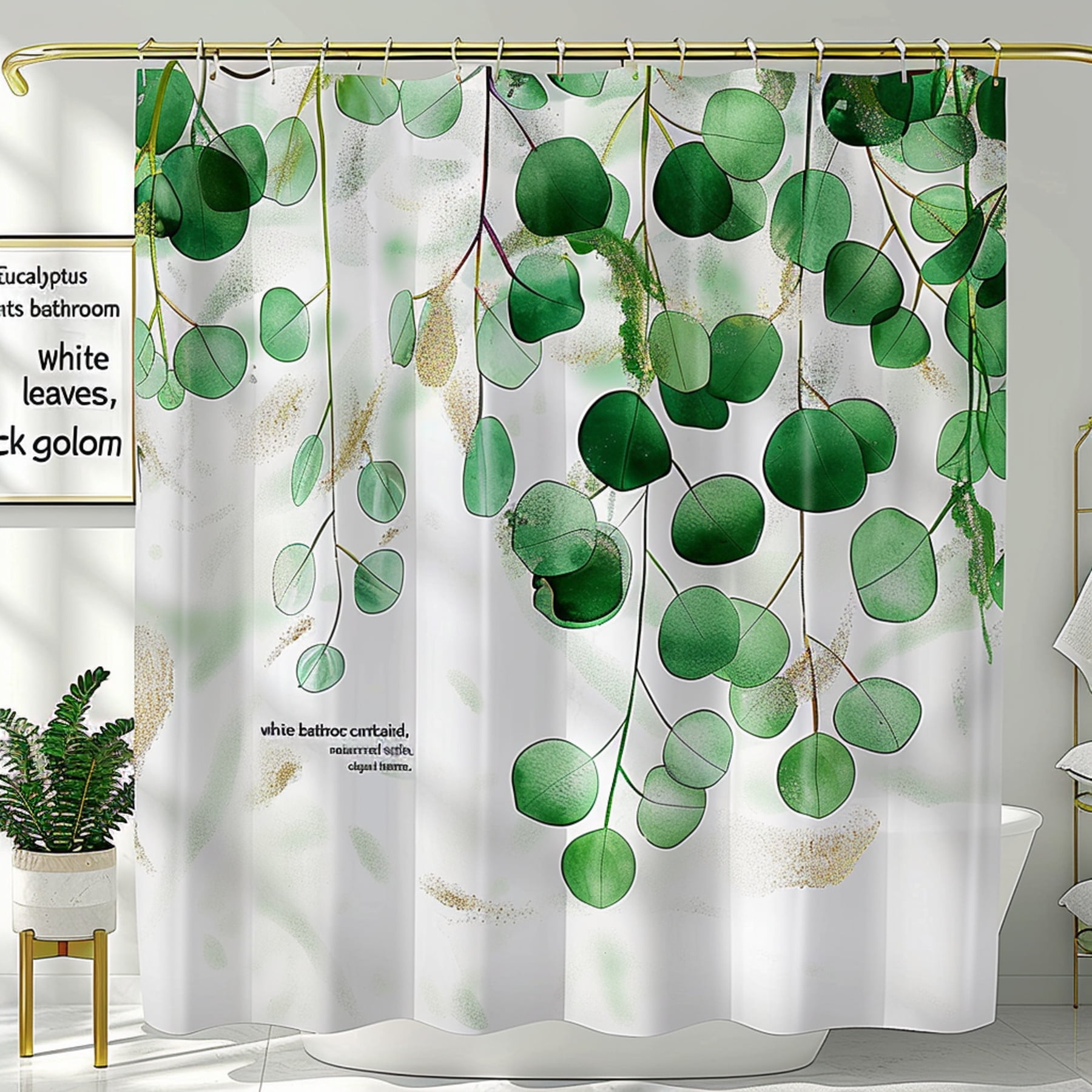 Botanical Eucalyptus Shower Curtain Refreshing Bathroom Decor with