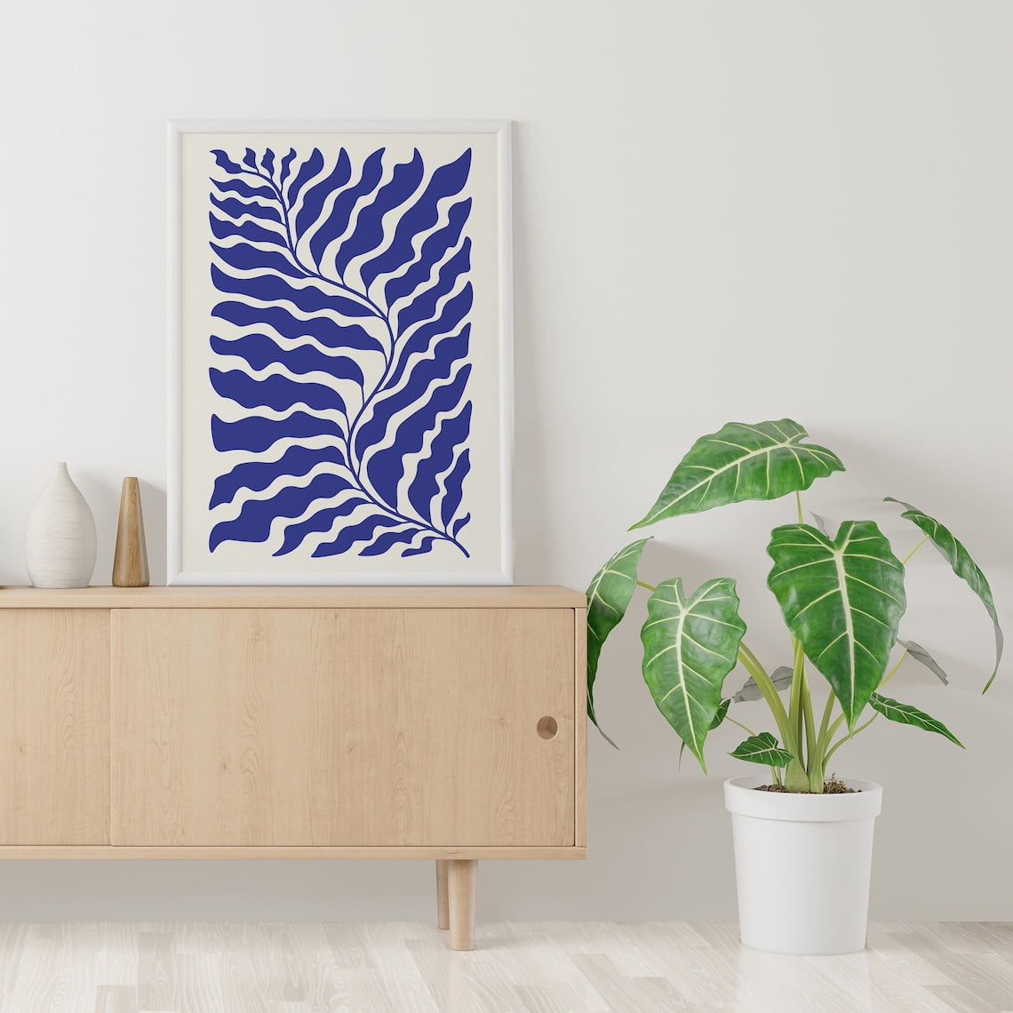 Botanical Exhibition Blue Paper Cut Outs French Abstract Wall Art ...