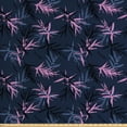 thumbnail image 1 of Ambesonne Botanical Fabric by the Yard Upholstery, Exotic Garden Leaves Art, 5 Yards, Dark Night Blue Pink, 1 of 4