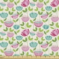 thumbnail image 1 of Botanical Fabric by the Yard, Colorful Surreal Fantasy World Blossoms Leafy Elements Garden Art, Decorative Upholstery Fabric for Sofas and Home Accents, Champagne Pink and Green by Ambesonne, 1 of 5