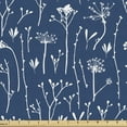 thumbnail image 1 of Ambesonne Botanical Fabric by the Yard Upholstery, Flower Branches Herbs, 5 Yards, Night Blue White, 1 of 5