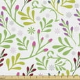 thumbnail image 1 of Botanical Fabric by the Yard, Gardening Leaves and Blossoms Yard Flora Season Print, Decorative Upholstery Fabric for Chairs & Home Accents, Fern Green Burgundy and Pink by Ambesonne, 1 of 5