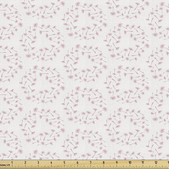 Ambesonne Botanical Fabric by the Yard Upholstery, Romantic Dandelion Flower, 5 Yards, Pale Rose Pale Pink