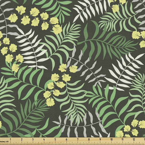 Ambesonne Botanical Fabric by the Yard Upholstery, Nature Growth Art Deco, 5 Yards, Jade Green
