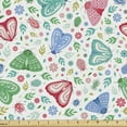 thumbnail image 1 of Botanical Fabric by the Yard Upholstery, Composition of Colorful Moths Beetles Leaves and Flowers Spring and Summer, Decorative Fabric for DIY and Home Accents, White Multicolor by Ambesonne, 1 of 5