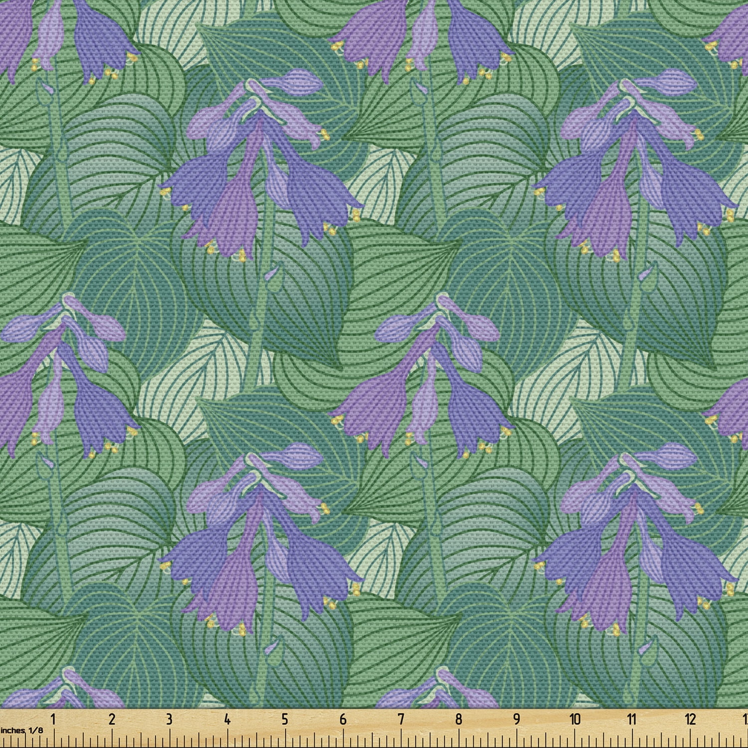 Botanical Fabric by the Yard Upholstery, Flowering Hosta Plants Exotic ...