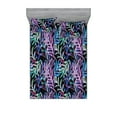thumbnail image 1 of Botanical Fitted Sheet & Pillow Sham Set, Digital Shadows of Colorful Forest Leaf Prints Abstract Nature Pattern, Decorative Printed 3 Piece Bedding Decor, King, Black and Multicolor, by Ambesonne, 1 of 1