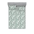 thumbnail image 1 of Botanical Fitted Sheet & Pillow Sham Set, Monstera Leaves of the Jungle Mono Colored Style Tropical Leaves Artwork, Decorative Printed 3 Piece Bedding Decor, Full, White and Emerald, by Ambesonne, 1 of 2