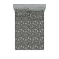 thumbnail image 1 of Botanical Fitted Sheet & Pillow Sham Set, Retro Style Outline Branches and Flowers of Meadow Hills Nature Achromatic Design, Decorative Printed 3 Piece Bedding Decor, Calking, Grey, by Ambesonne, 1 of 2