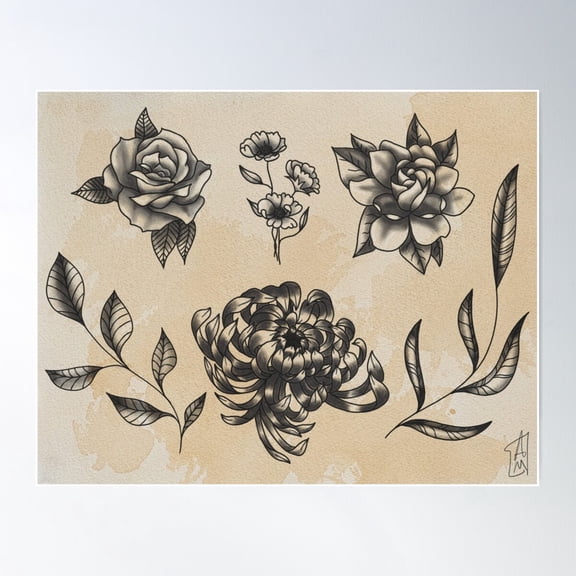 Botanical Flash Sheet Poster Wall Art, Modern Wall Decor For Living Room Bedroom, 16x24 UNFRAMED