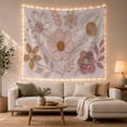 thumbnail image 1 of Botanical Floral Arrangement with Stems on Blush Pink Background, Peaceful Boho for Flower Lovers, Soft Textured Wall Art, Mother's Day Gift, Tapestry Wall Hanging for Nursery and Bedroom, 1 of 5