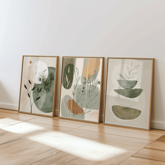 Botanical Floral Earth Tone Boho Minimalist Poster Set 3 Prints Set 3 , Poster Only