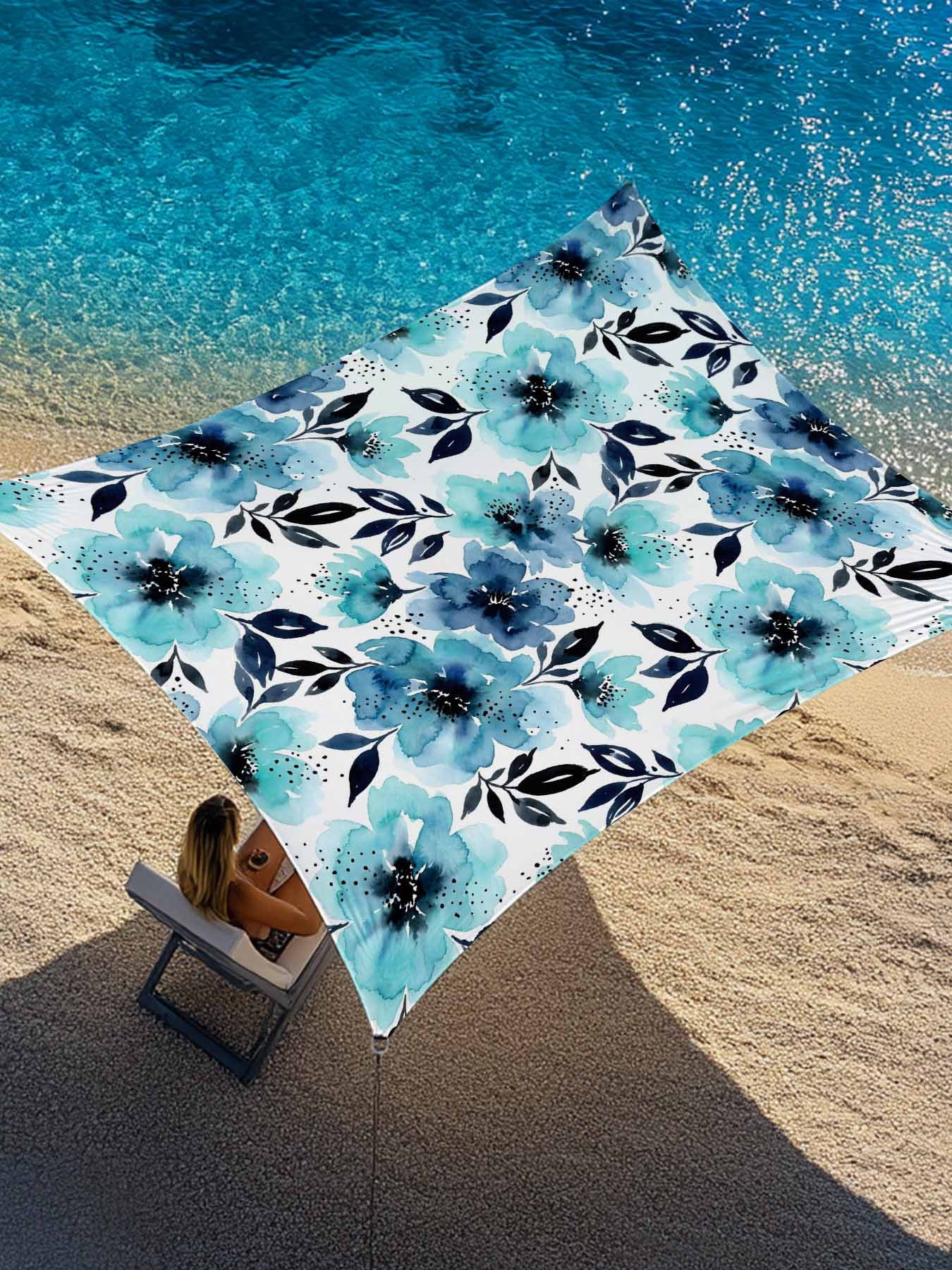 Botanical Floral Leaves Sun Shade Sail 14' x 18', Watercolor Painting ...