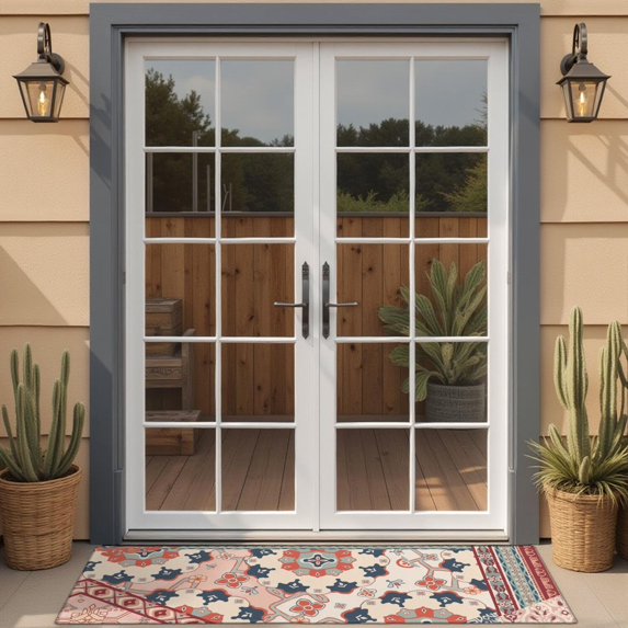 Botanical Floral Patchwork Non-Slip Entryway Door Mat,Boho Indoor Decor Durable Low Plush Door Mat,Washable Welcome Rug for Patio Hallway Home Decor 16x47 Inches