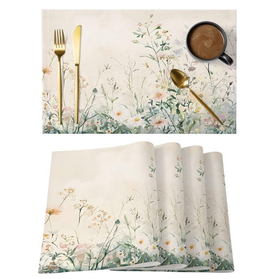 Botanical Floral Placemats Set of 4, Cotton Linen Fabric Place Mats ...
