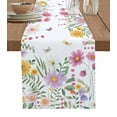 thumbnail image 1 of Botanical Floral Table Runner Cotton Linen 120 Inch Holiday Dresser Scarves, Spring Colorful Flowers Butterfly Tablerunner for Kitchen Coffee Dining Bedroom Living Room Dinner Scarf Décor 13''x120'', 1 of 9