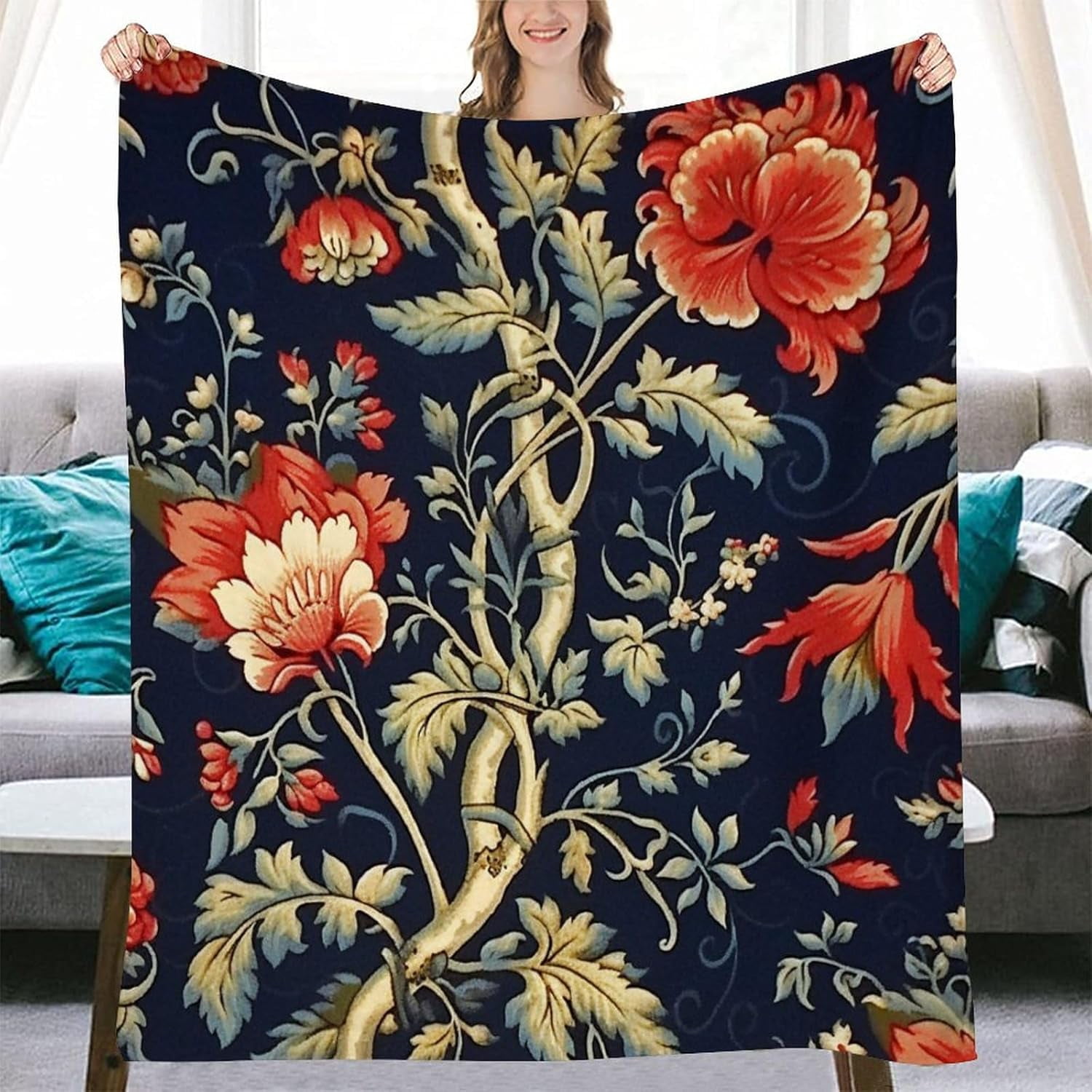 Asian flower blanket sale