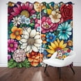 thumbnail image 1 of Botanical Floral Thermal Insulated Room Darkening Curtain With Grommets, Flower Theme Blackout Curtains For Bedroom, Colorful Plant Drapes Living Room 42"W x 90"L (Pack of 2), 1 of 6