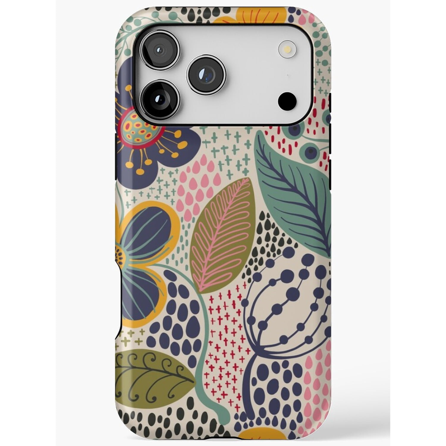 Botanical Floral and Leaf Tough Cell Phone Case, Polycarbonate and TPU ...