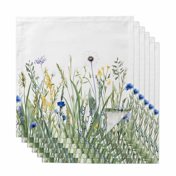 Botanical Flower Cloth Napkins, Watercolor Colorful Floral Herbs Plants Washable and Reusable Dinner Napkins Set of 6, Table Napkin for Kitchen Party Birthday Wedding Hotel Housewarming 20"x20"