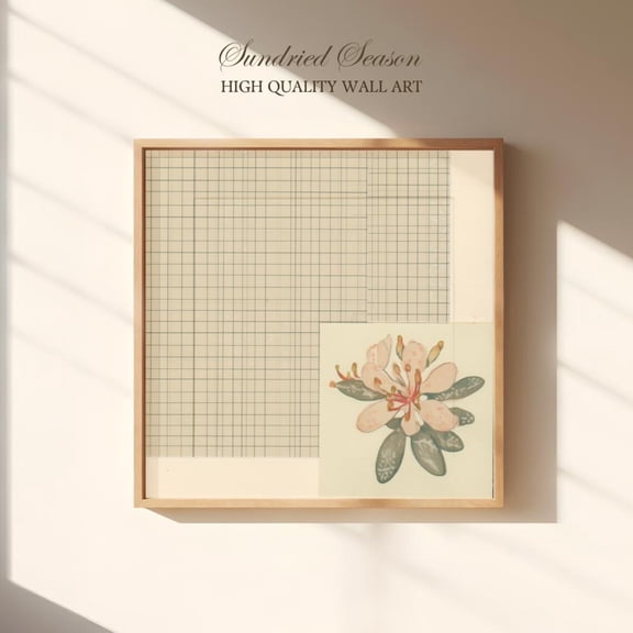 Botanical Flower Collage Vintage Grid Floral Minimalist Nature Apartment