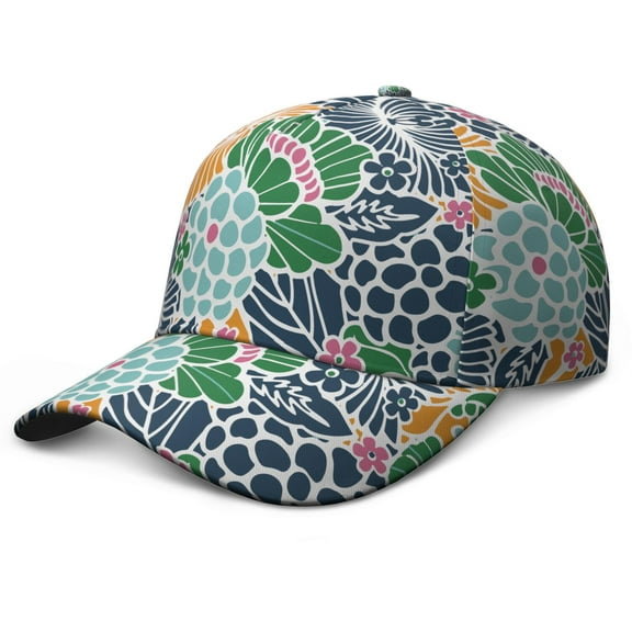 Botanical Flower Dad Hat – Modern Rustic Baseball Cap Featuring Colorful Blossom and Garden Floral Print, Adjustable Washable Cap