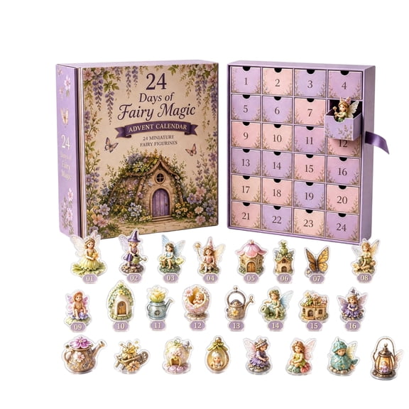 Botanical Flower Fairy Advent Calendar, 2D Acrylic Blossom Elf Pixie Charms Daily Reveal Mystery Blind Box for Girls, 24 Pcs