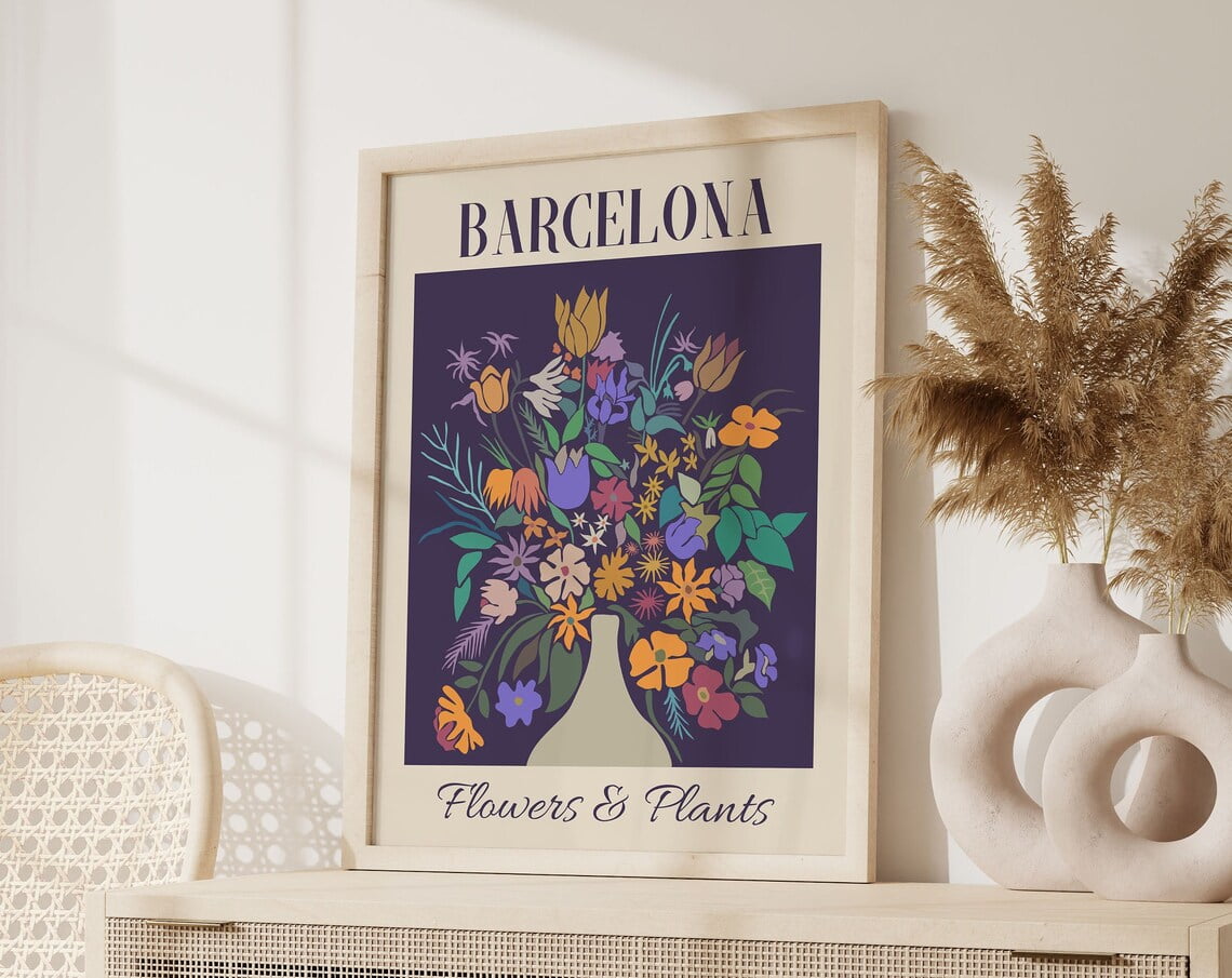 Botanical Flower Print, Flowers Wall Art, Retro Print, Trendy Poster