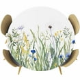 thumbnail image 1 of Botanical Flower Round Tablecloth 55-60 Inch Round Fitted Table Cloth with Elastic Edge, Watercolor Colorful Floral Herbs Plants Waterproof Table Cover Protector for Outdoor Picnic Party Dining, 1 of 6
