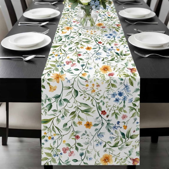 Spring Table Runner 108 Botanical Flower Table Runner 108 Inches Long, Plant Tree Branch Floral ...