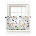 thumbnail image 1 of Botanical Flower Tier Curtains 36 Inch Length,Sheer Curtains for Bedroom Living Room Window Country Farm Butterfly Spring Plant Rod Pocket Drapes Kitchen Curtains Small Half Window 27.5"x36" 2 Panels, 1 of 6