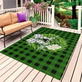 thumbnail image 1 of Botanical Flower Wreath Outdoor Rug 6x9 Ft, Non Slip Washable Area Rug, Rustic Bow-Knot Green Black Plaid Patio Rugs Carpet Runner, Large Floor Mat for Indoor/Outdoor Deck Porch Camping, 1 of 8