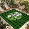 thumbnail image 1 of Botanical Flower Wreath Outdoor Rug for Patio/Deck/Porch, Non-Slip Large Area Rug 6 x 9 Ft, Rustic Bow-Knot Green Black Plaid Indoor Outdoor Rugs Washable Area Rugs, Camping Rug Carpet Runner, 1 of 8