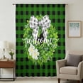 thumbnail image 1 of Botanical Flower Wreath Sheer Curtains 63 Inches Long, Rustic Bow-Knot Green Black Plaid Light Filering Curtains, Breathable Simi Curtain Privacy Drapes for Living Room Bedroom Window Treatment, 1 of 9