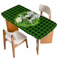 thumbnail image 1 of Botanical Flower Wreath Table Cloths for 4 Foot Rectangle Tables, Rustic Bow-Knot Green Black Plaid Patio Waterproof Elastic Fitted Tablecloths, Washable Rectangular Table Cover for Camping, 1 of 8