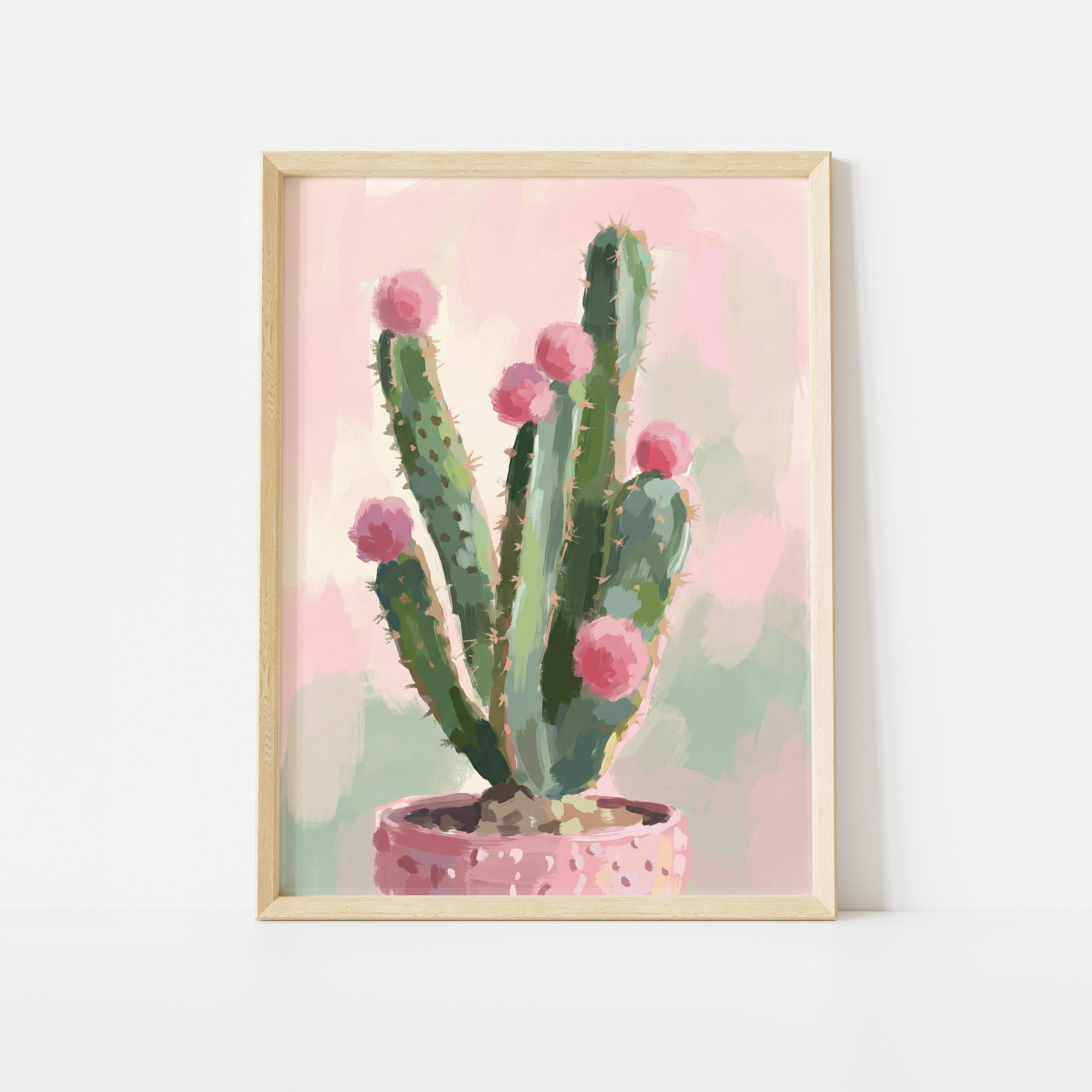 Botanical Flowering Cactus Desert Plant Poster , Poster Print Only ...