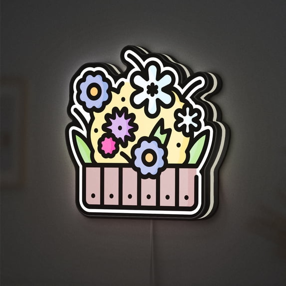 Botanical Flowers 3D Novelty Light Box, Nature Inspired Lamp Decor for Gardeners, Cultural Spaces and Plant Lovers (Height 16 inch, 40cm)
