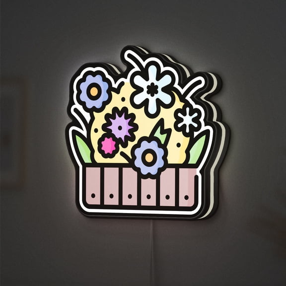 Botanical Flowers 3D Novelty Light Box, Nature Inspired Lamp Decor for Gardeners, Cultural Spaces and Plant Lovers (Height 8 inch, 20cm)